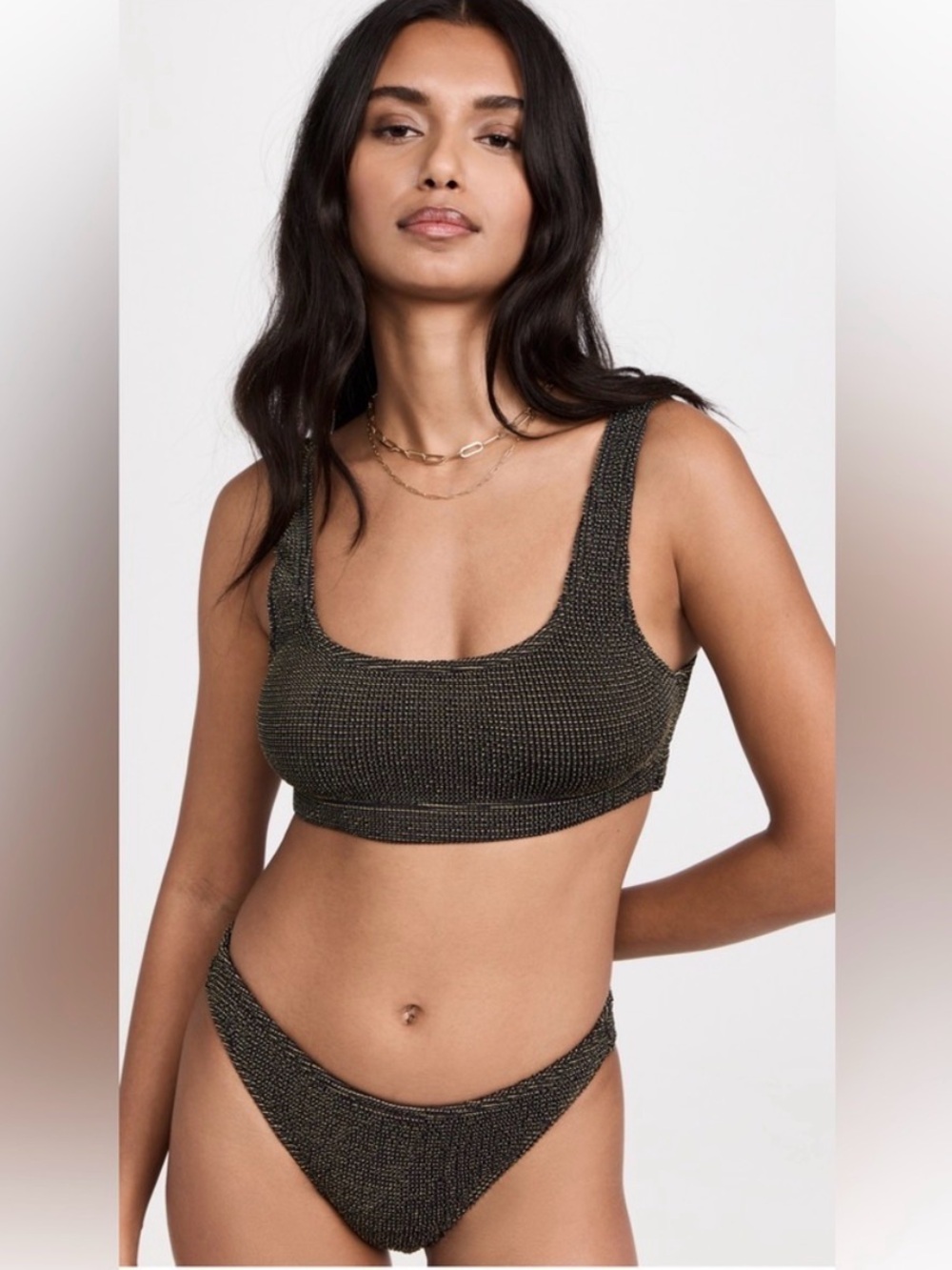 Good American Brown Textured Bikini Set